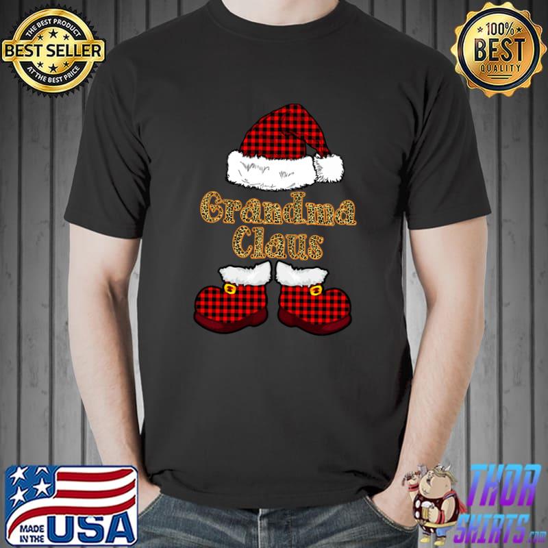 Nice Grandma Claus Buffalo Plaid Santas Hat With Cute Elf Pajamas T- Unisex