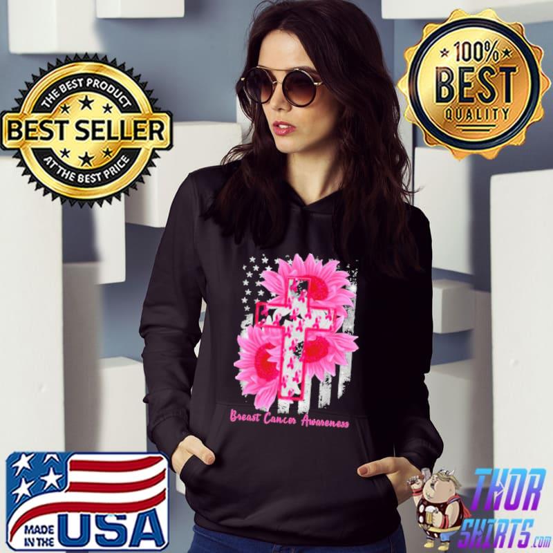 Nice Premium Cross Sunflower Breast Cancer Awareness Pink Veteran Shirt