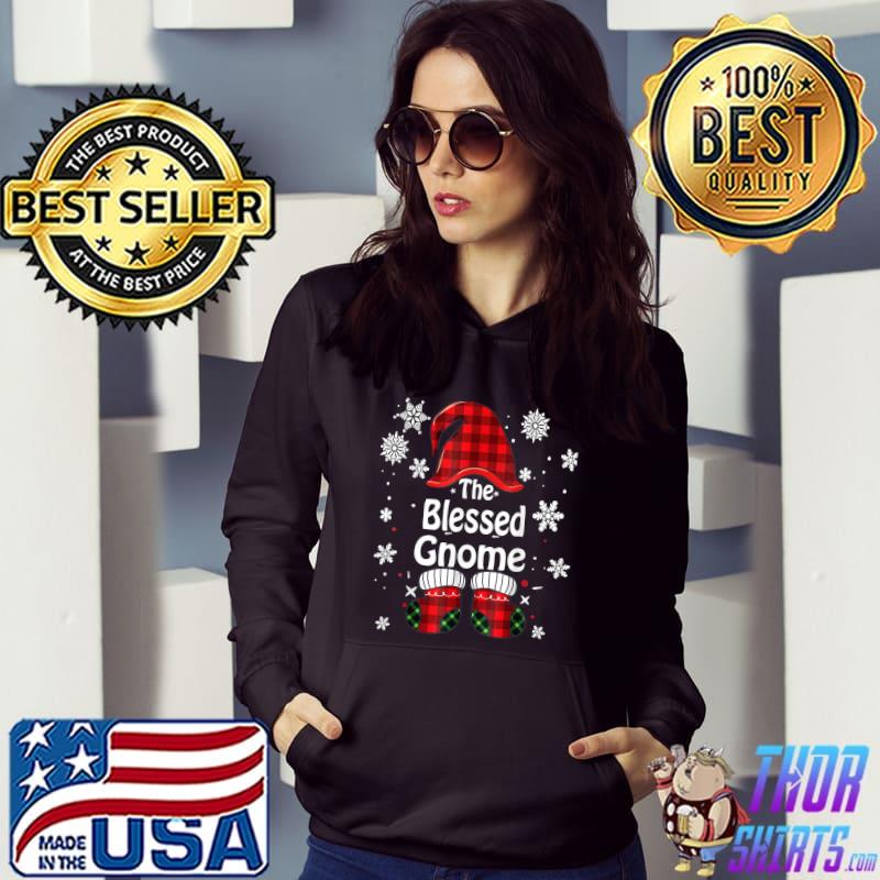 Nice the Blessed Gnome Buffalo Plaid Christmas Family Matching Pajama T-Shirt