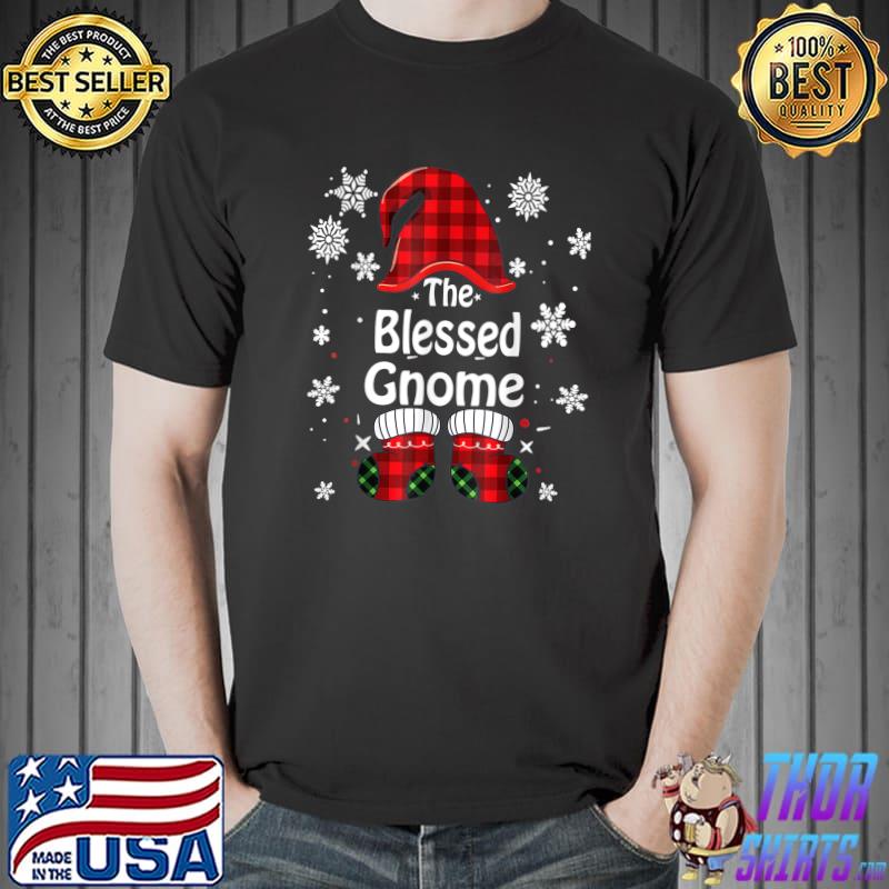 Nice the Blessed Gnome Buffalo Plaid Christmas Family Matching Pajama T-Shirt Unisex