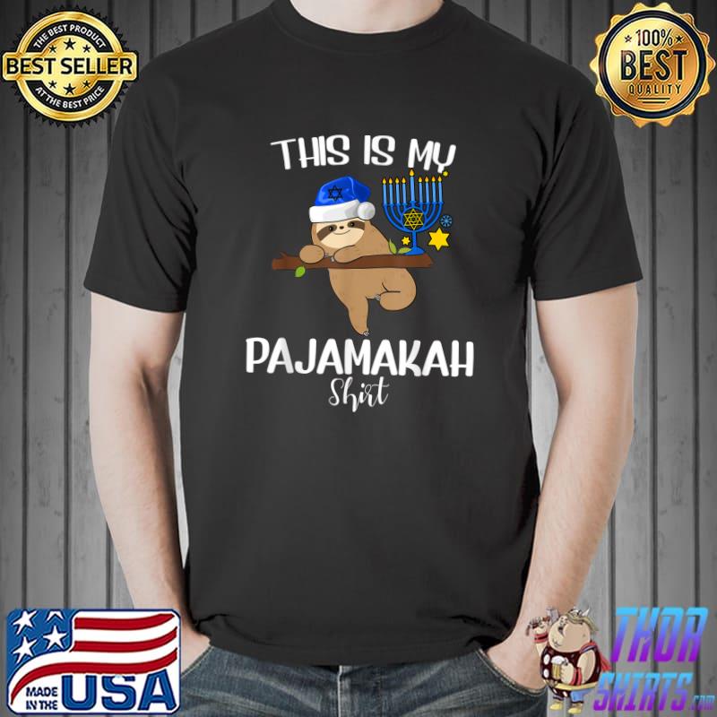Nice this Is My Hanukkah Pajamakah Sloth Menorah Chanukah Kids T-Shirt Unisex