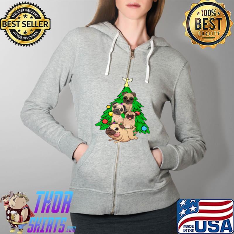 Official christmas Family Christmas Tree Holiday Pug Dog Lovers T-s Full Zip Hooded