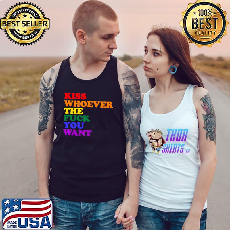 Official kiss Whoever the you want LGBT Rainbow Pride Flag T-s Tank Top