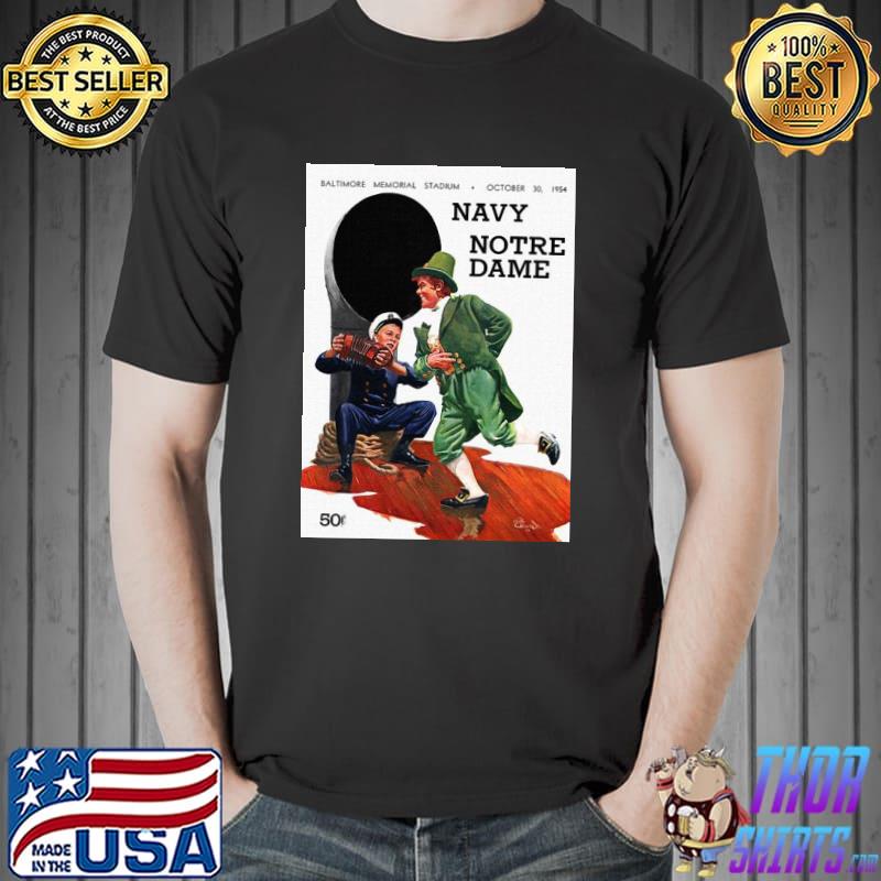 Official Notre Dame V Navy 1954 Vintage Program Shirt Unisex