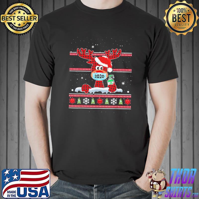 Official Official Merry Quarantine Christmas 2020 Reindeer Mask Family Pajamas Shirt Unisex