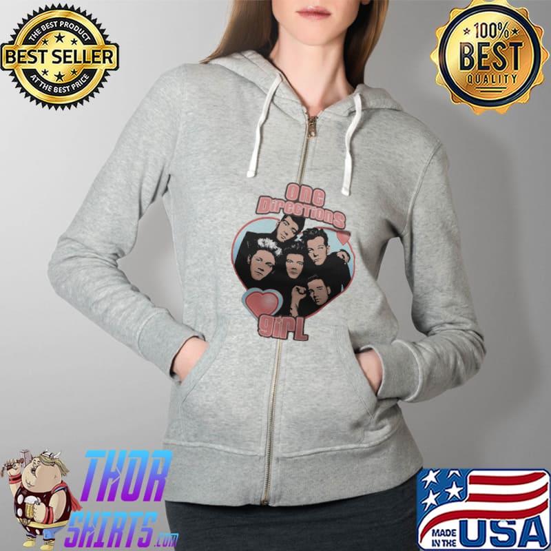 Official one Direction Girl Heart Shirt Full Zip Hooded