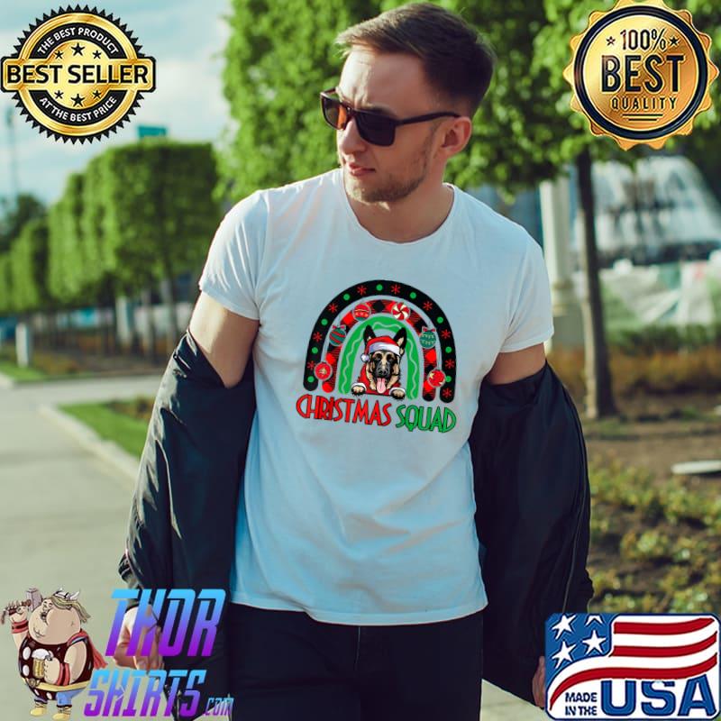 Official Rainbow Red Plaid Christmas Squad Funny German Shepherd Dog T- Unisex