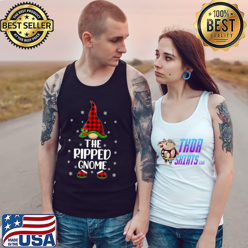 Official Red Buffalo Plaid Matching The Ripped Gnome Christmas T Shirt Tank Top