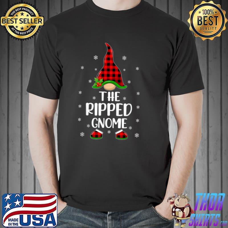 Official Red Buffalo Plaid Matching The Ripped Gnome Christmas T Shirt Unisex