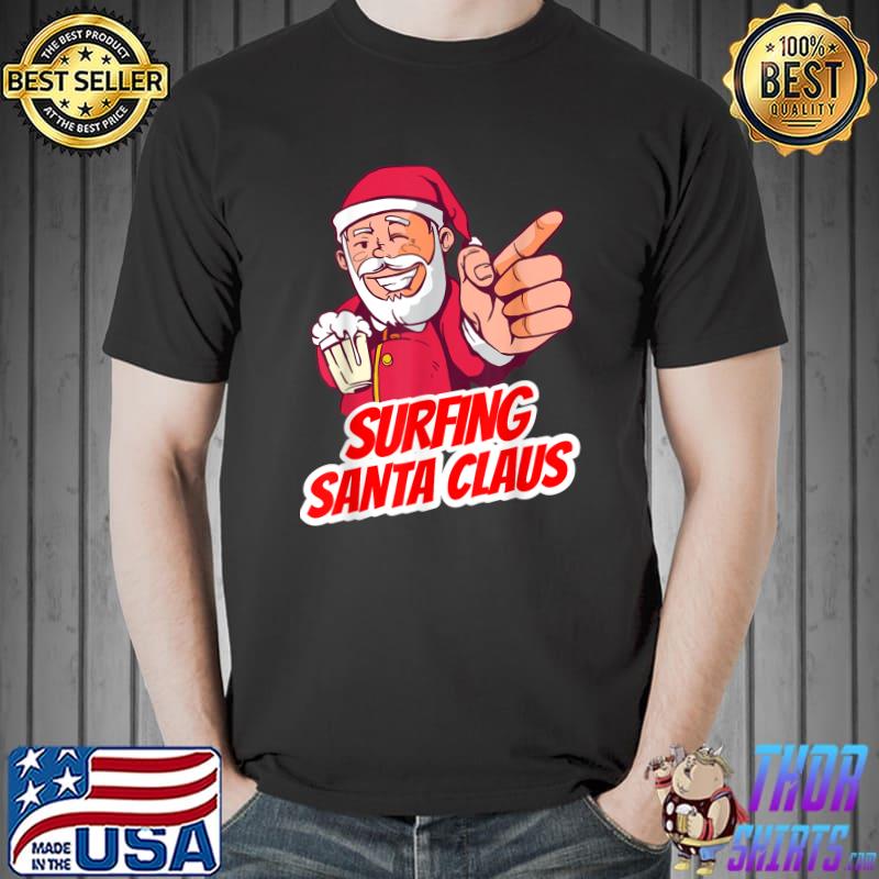 Official surfing Santa Claus Christmas Holiday Surfing Surfer T-Shirt Unisex