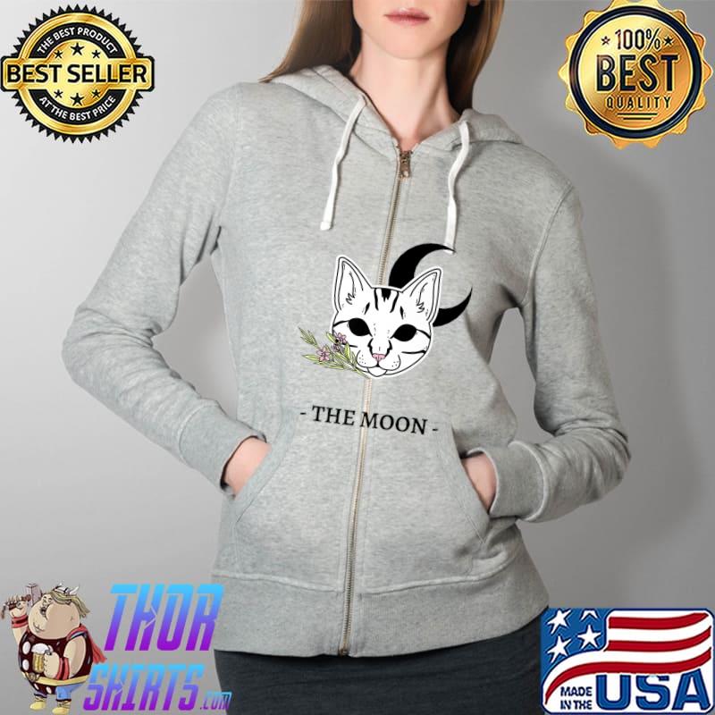 Official the Moon Cute Crescent Moon and Cat for Mystic Cat Lovers Premium T-Shirt Full Zip Hooded