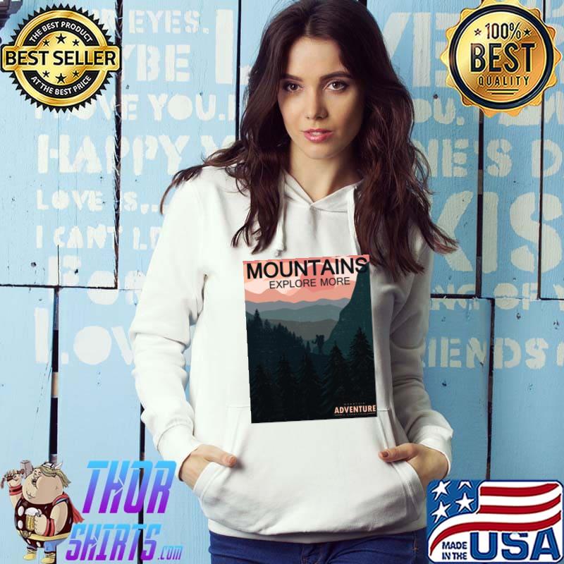 Official vintage Mountain Sunset Pine Tree Hiking Landscape Adventure T-s Hoodie
