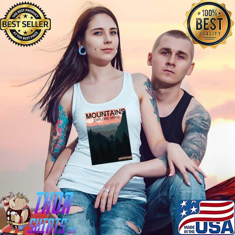 Official vintage Mountain Sunset Pine Tree Hiking Landscape Adventure T-s Tank Top