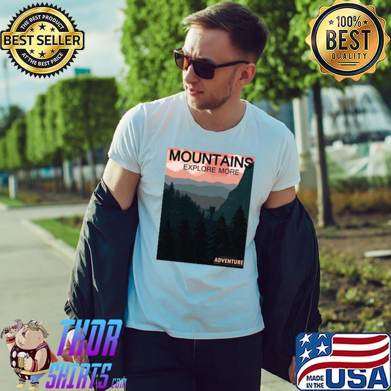 Official vintage Mountain Sunset Pine Tree Hiking Landscape Adventure T-shirt