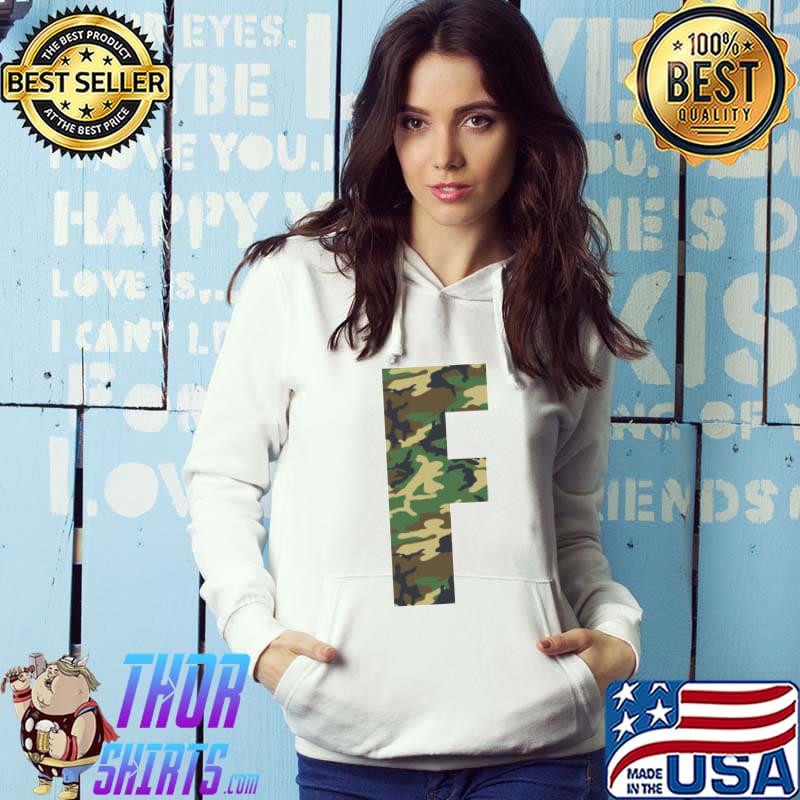 Original capital Letter F Initial - First Last Name Camo Monogram T-Shirt