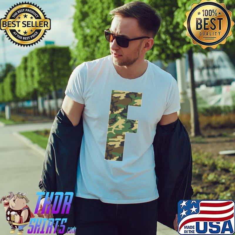 Original capital Letter F Initial - First Last Name Camo Monogram T-Shirt Unisex