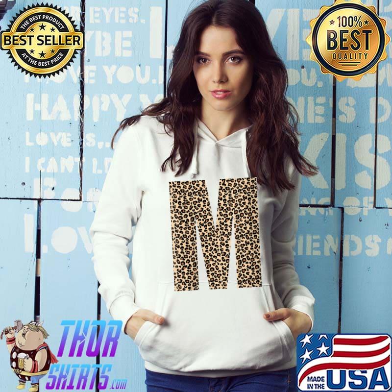 Original capital Letter M Initial Name Leopard Cheetah Monogram T-shirt