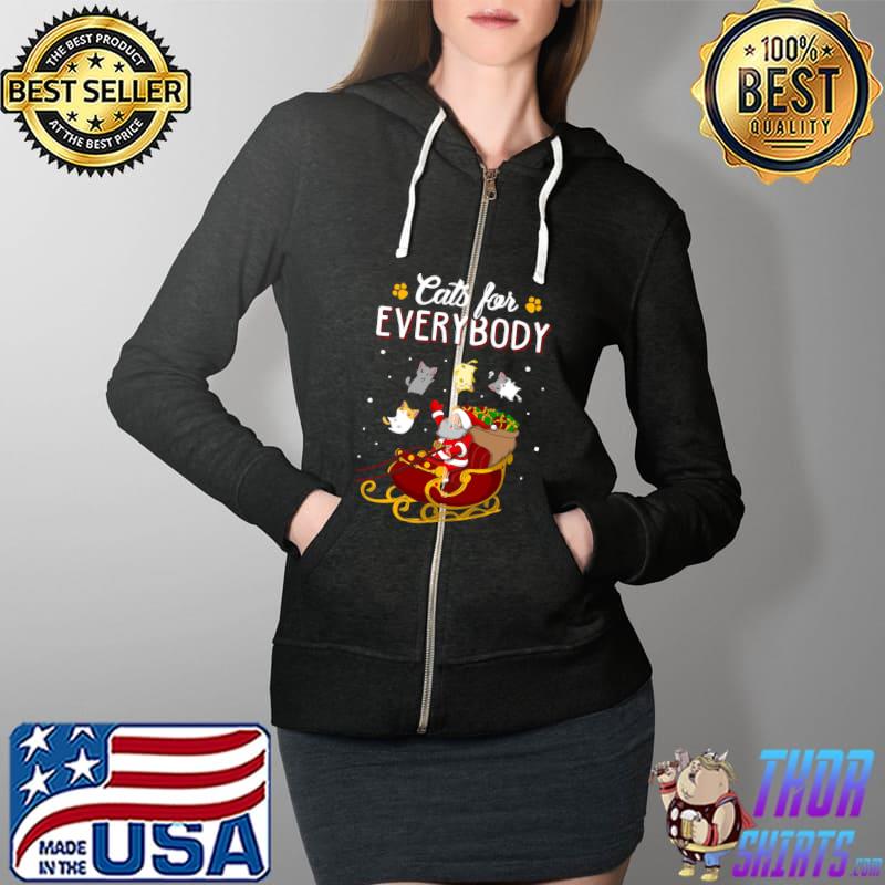 Original cats For Everybody Christmas Santa Cute Cat Lover Xmas T-Shirt Full Zip Hooded