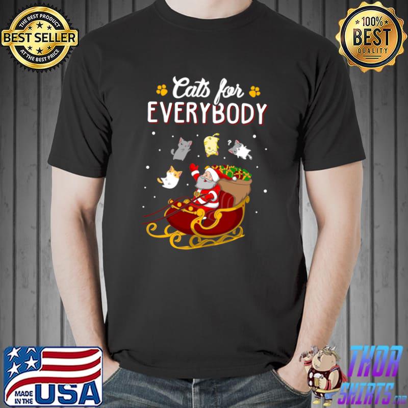 Original cats For Everybody Christmas Santa Cute Cat Lover Xmas T-Shirt Unisex