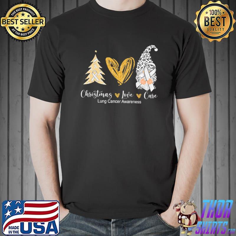 Original christmas Love Cure Lung Cancer Awareness Gnome Shirt Unisex