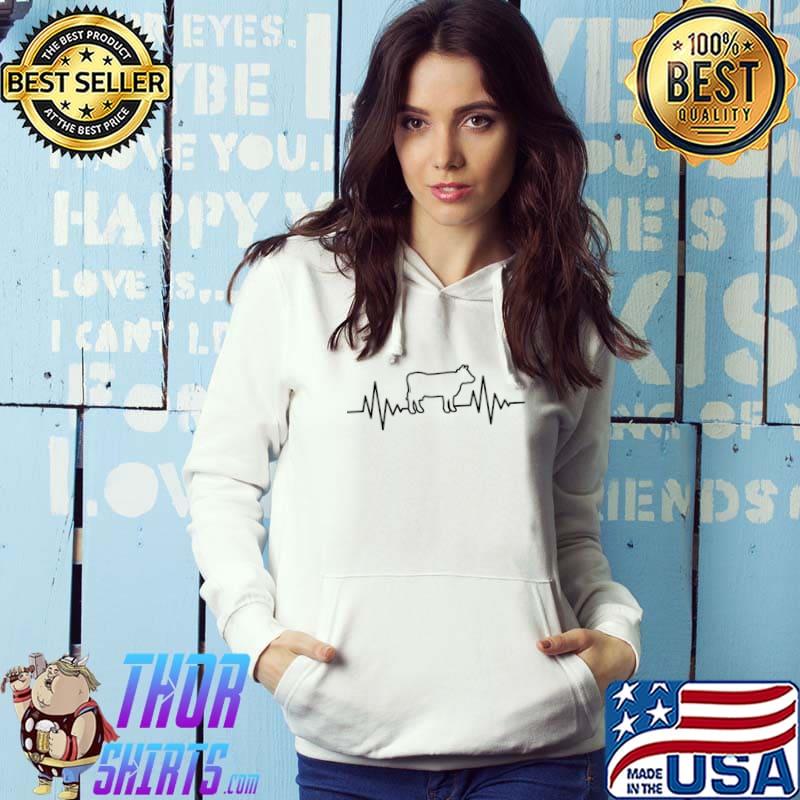 Original cow Heartbeat Ekg Farmer Agriculture Tractor Driver Field Premium T-Shirt Hoodie