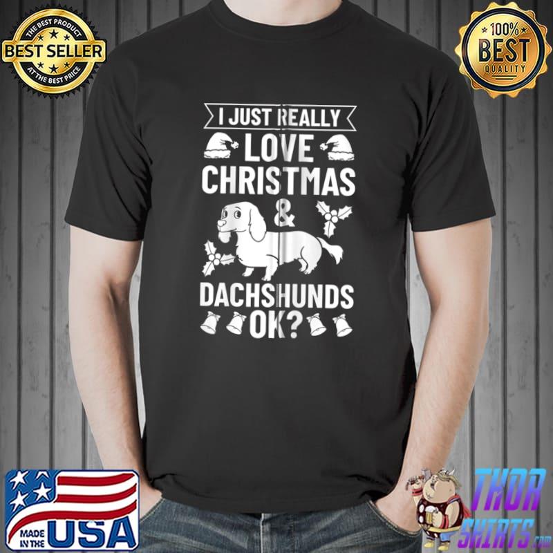 Original dachshund Christmas Dog Doxie Puppies Santa T-s Unisex