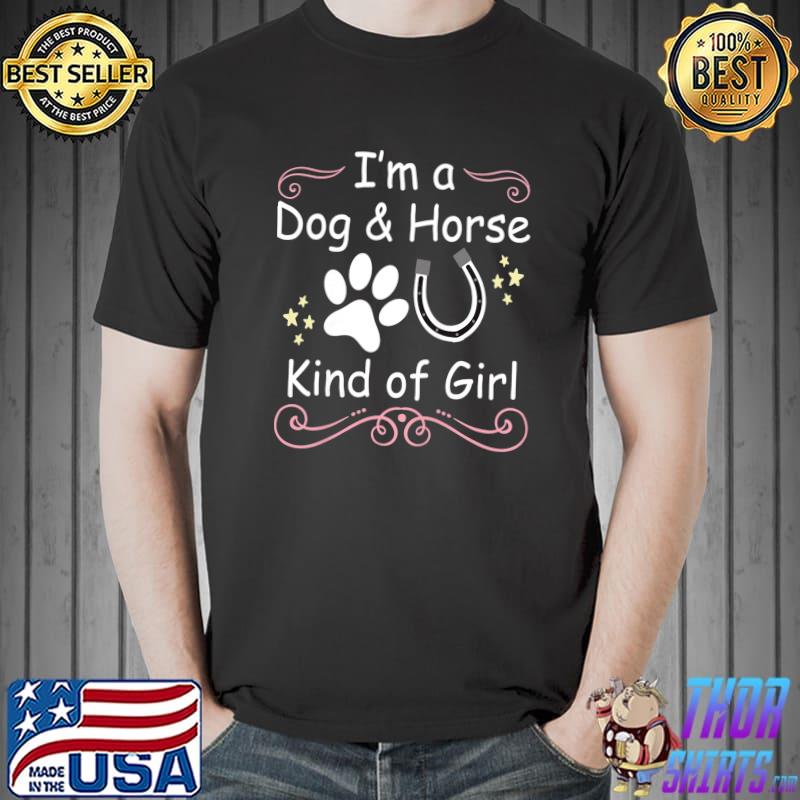 Original i'm A Dog And Horse Kind Of Girl Paw Print Horseshoe Premium T-Shirt Unisex
