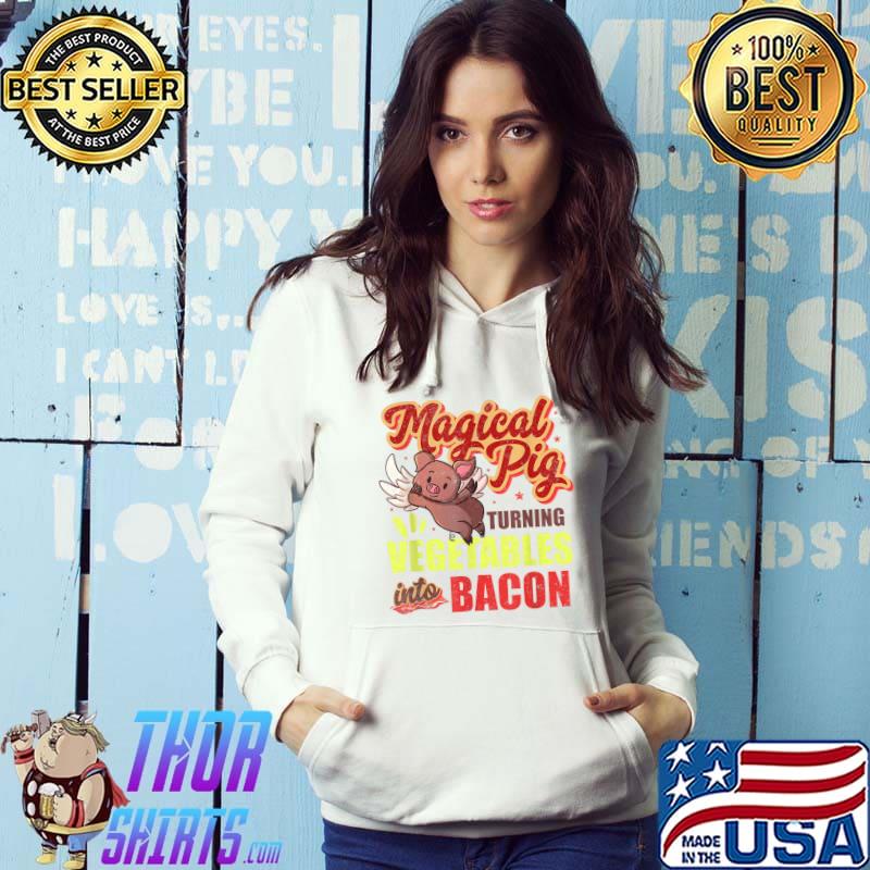 Original magical Pig Turns Vegetables Into Bacon Magical Retro T-Shirt