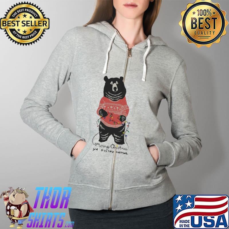 Original merry christmas Ya Family Animal Bear Light Shirt Full Zip Hooded