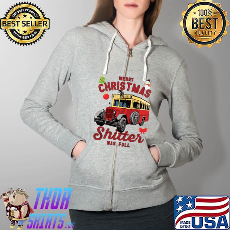Original Merry Xmas Shitter was Full Buffalo Truck Christmas T- Full Zip Hooded