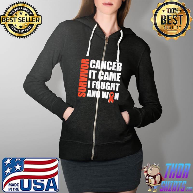 Original survivor Cancer Fight Cancer I Fought And Win Ribbon T-Shirt Full Zip Hooded