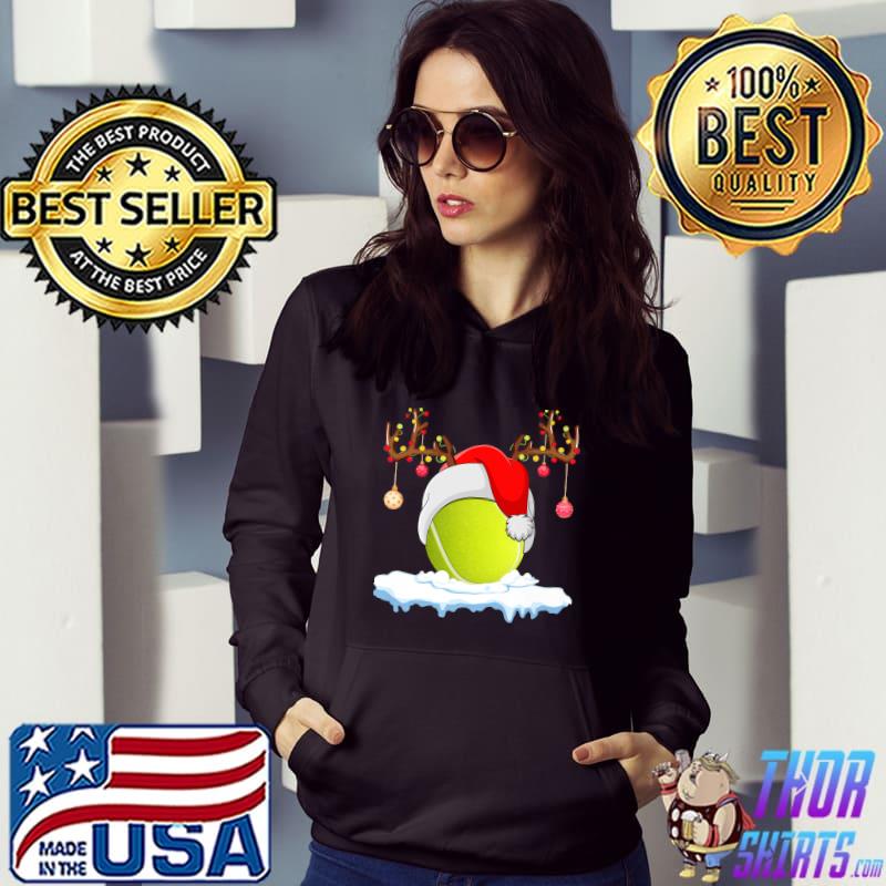 Original Tennis Sports Lover Reindeer Santa Hat Tennis Ball Christmas Premium T-Shirt