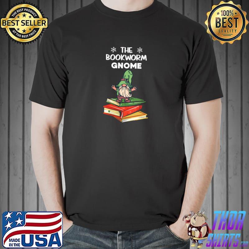 Original the Bookworm Gnome Christmas Gnome Book Reading Enthusiast T-s Unisex
