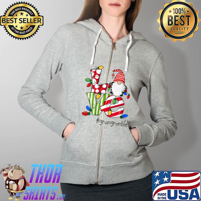 Personalized Love Grangranlife Candy Gnome Christmas Ligh T-Shirt Full Zip Hooded
