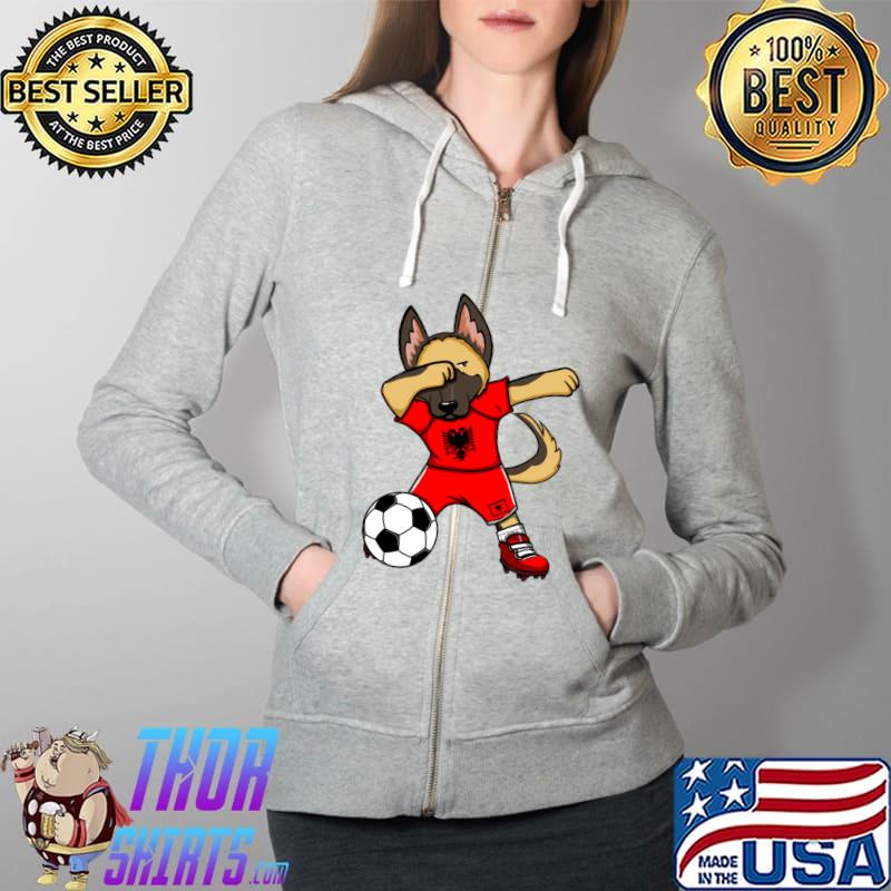 Premium dabbing German Shepherd Albania Soccer Fans Jersey Football T-s Full Zip Hooded
