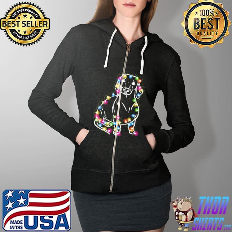 Premium dachshund Light Christmas Shirt Full Zip Hooded