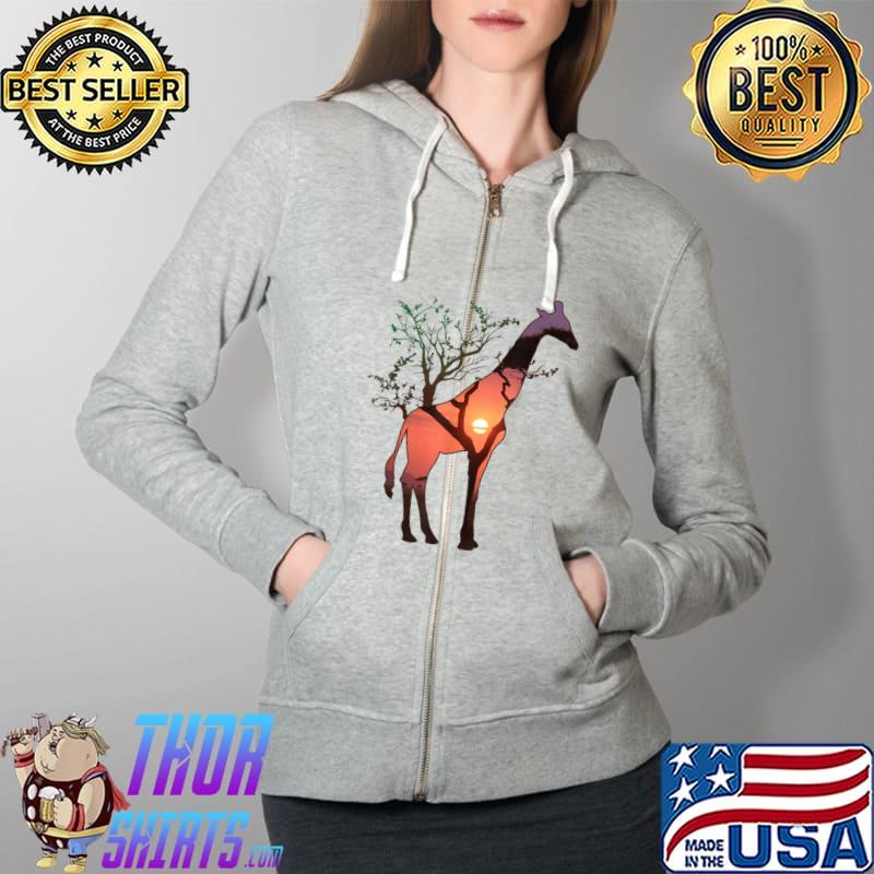 Premium giraffesilhouette Giraffes African Savannahs T-Shirt Full Zip Hooded