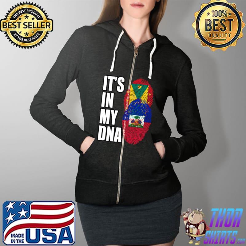Premium grenadian And Haitian Mix DNA Flag Heritage T-s Full Zip Hooded