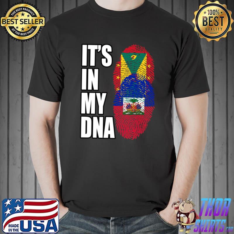 Premium grenadian And Haitian Mix DNA Flag Heritage T-s Unisex