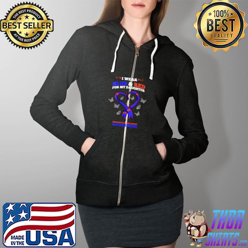 Premium i Wear Blue Red Daughter Congenital Heart Defect Awareness T-s Full Zip Hooded