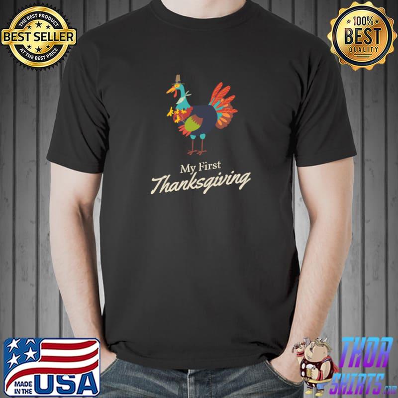 Premium my First Thanksgiving Toddler Boys Girls Funny Turkey T-Shirt Unisex