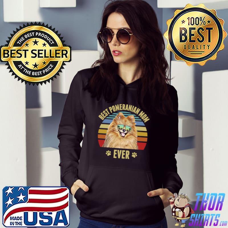 Premium pomeranian Best Dog Mom Ever Retro Sunset Beach Vibe T-shirt