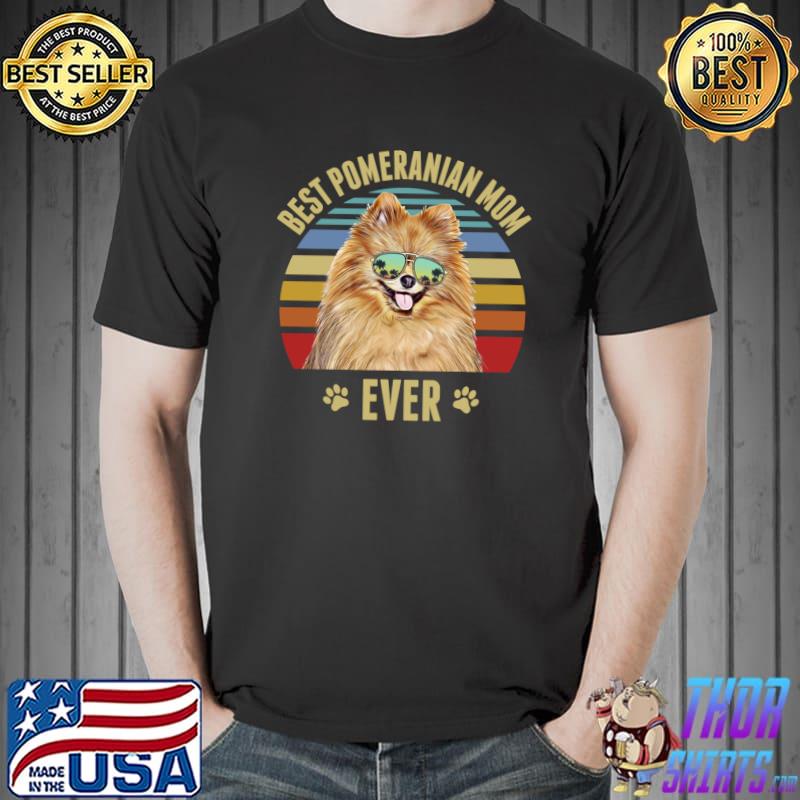 Premium pomeranian Best Dog Mom Ever Retro Sunset Beach Vibe T-s Unisex
