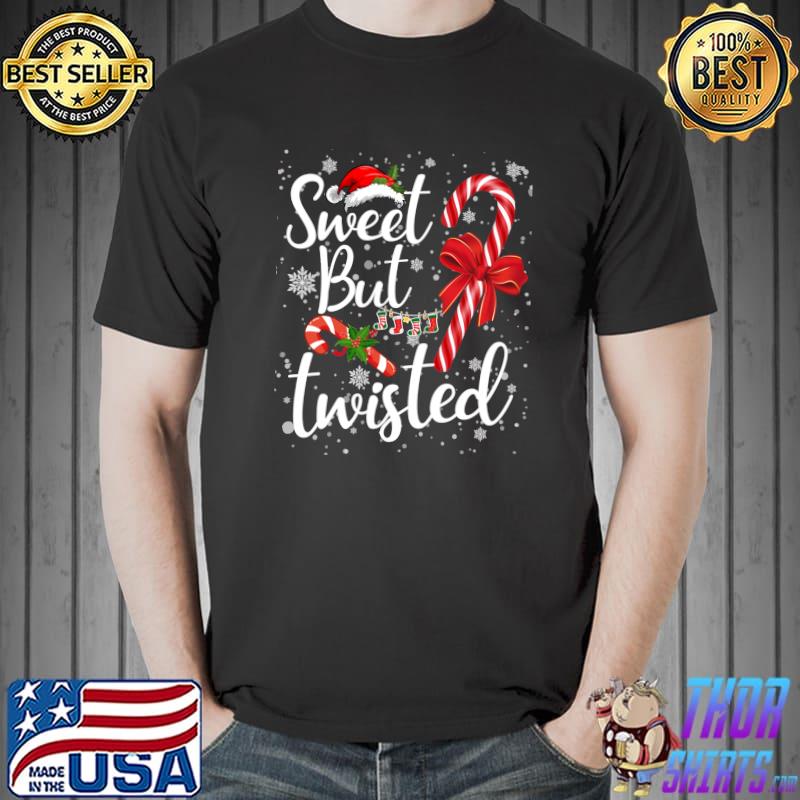 Premium Sweet But Twisted Candy Cane Christmas Hat Santa In Snow T- Unisex