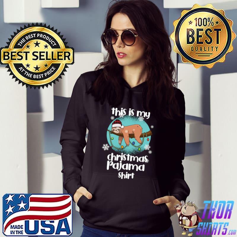 Premium This Is My Christmas Pajama Shirt Xmas Lights Funny sloth T-shirt