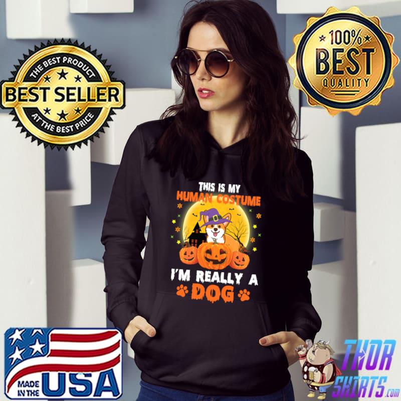 Premium this Is My Human Costume I'm Really A Corgi Dog Halloween T-shirt