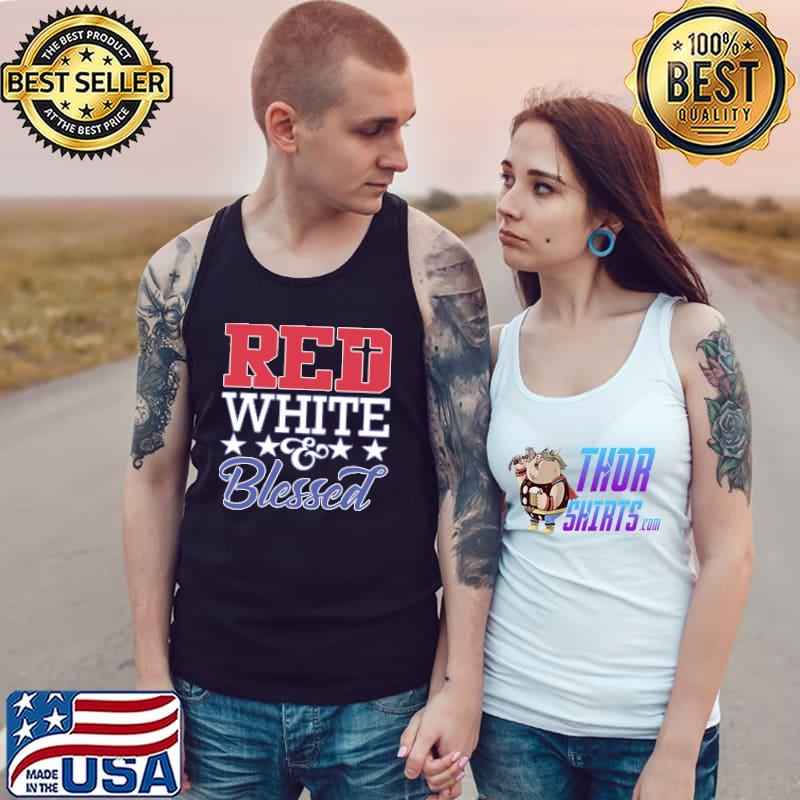 Red White And Blessed America Love In Faith 4th July Shirt Tank Top