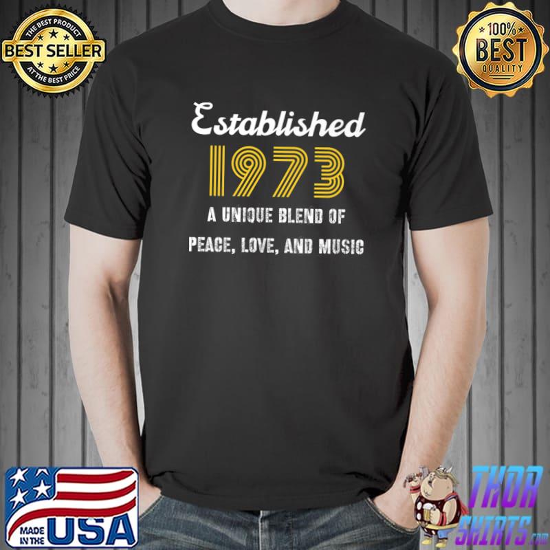 Retro Vintage Established 1973 Peace Love Music Blend Premium T-Shirt Unisex