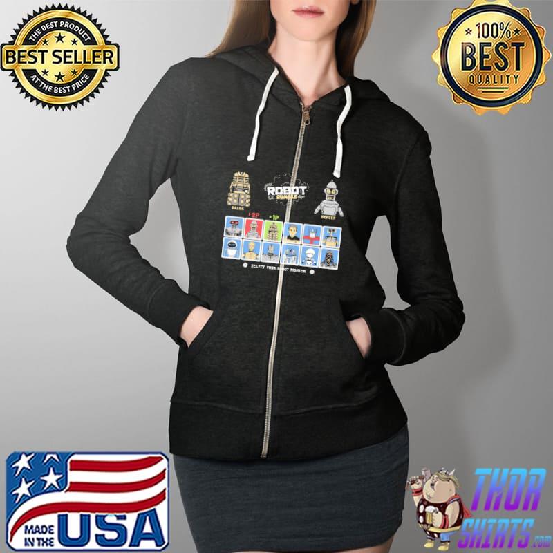 Robot Rumble Select Your Robot Fighter Shirt Full Zip Hooded
