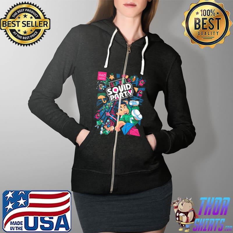 Squid Game Party Comics Shirt Full Zip Hooded